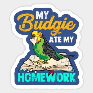 My Budgie Ate My Homework Sticker